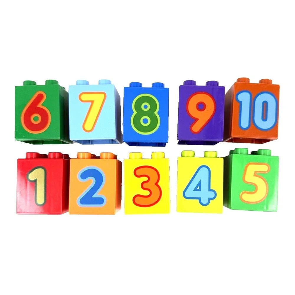 Lego Duplo Numbers 1-10 Pattern Counting 2x2x2 Bricks Blocks Lot of 10